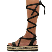 Knee High Tie up Gladiator Sandals "Nyx"