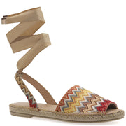 Δερμάτινα Υφασμάτινες εσπαντρίγιες peeptoe δετές - Πολύχρωμο ύφασμα - Emmanuela - handcrafted for you®
